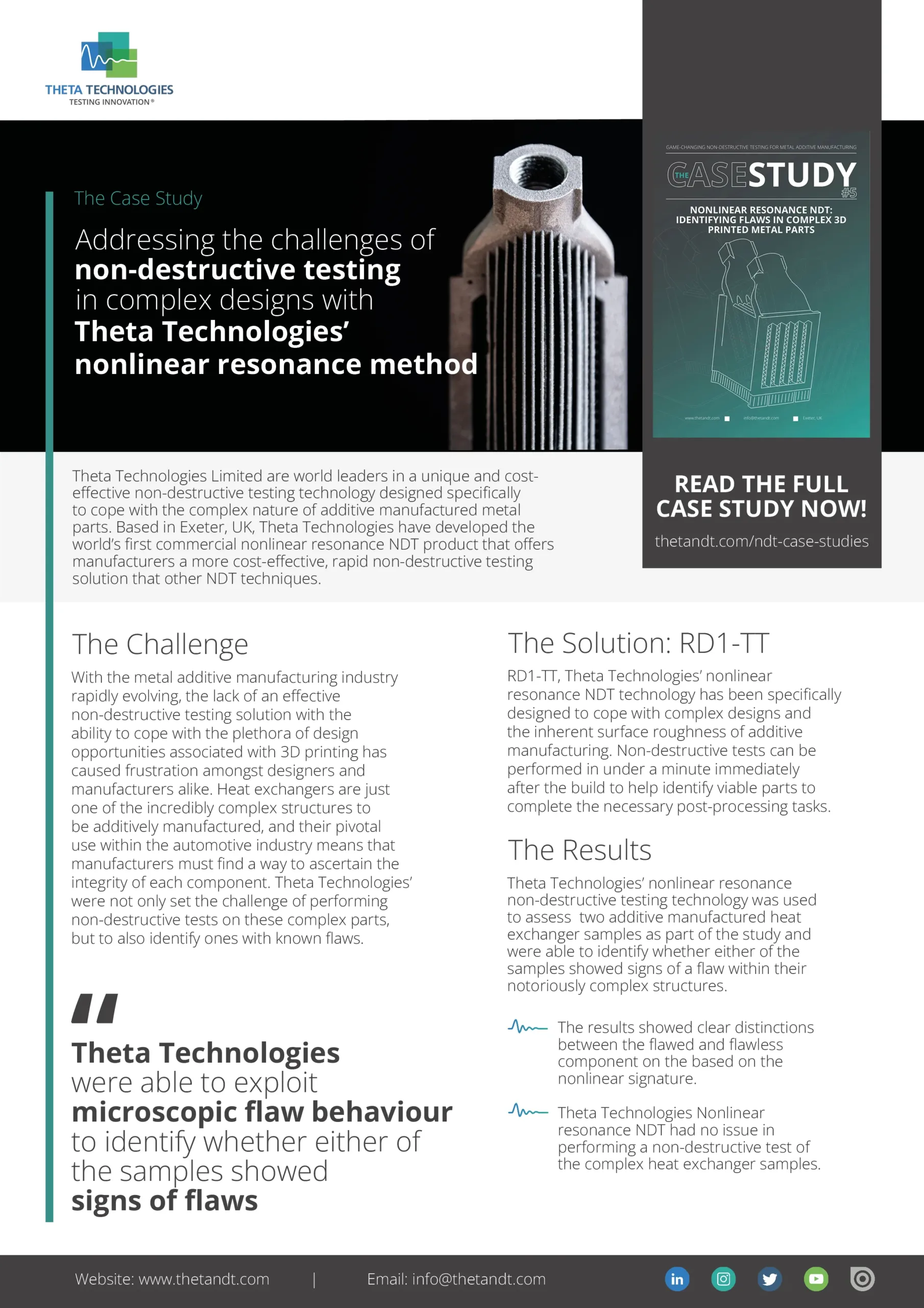 Theta Technologies nonlinear resonance non-destructive testing solution for additive manufacturing - case study issue 5