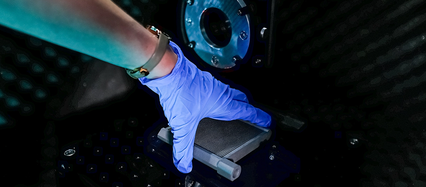 An additive manufactured part being placed inside RD1-TT