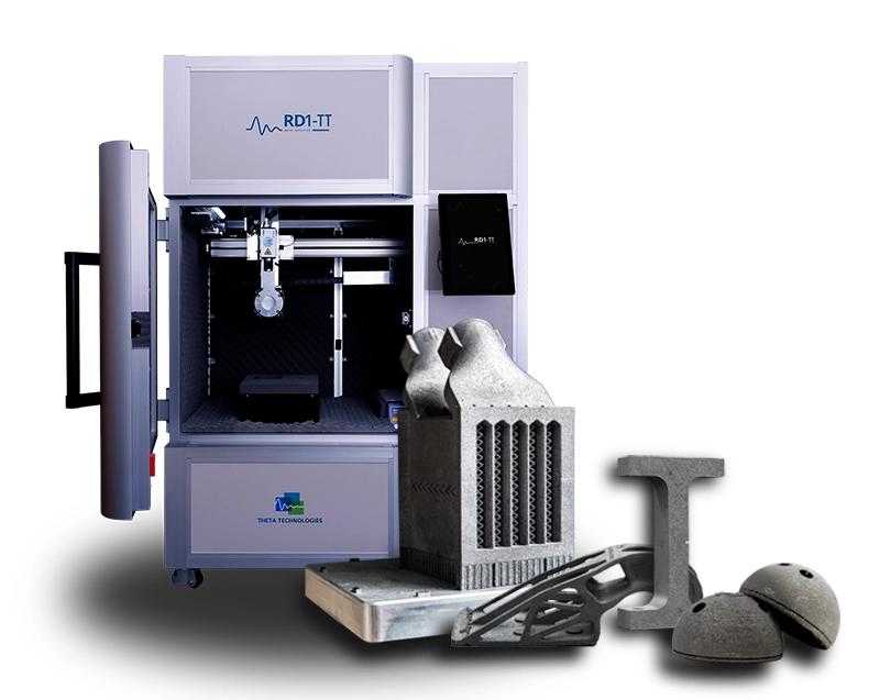 An additive manufactured metal part being prepared for a nonlinear resonance NDT test