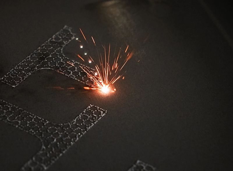 A crack in and additive manufactured part